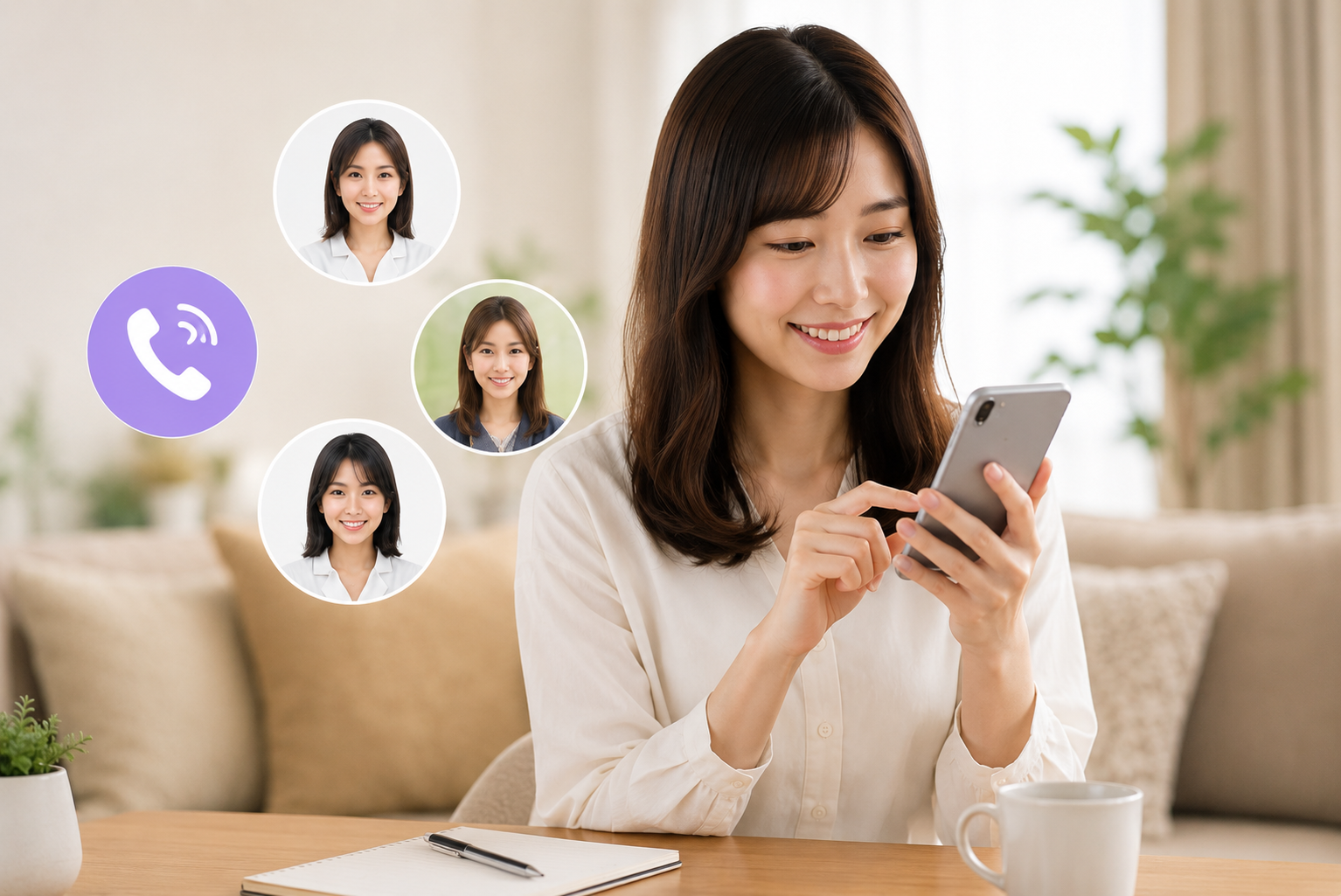 ココナラ電話占いで口コミや占い師を比較している女性のイメージ