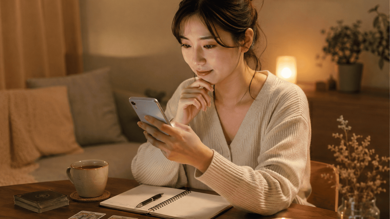 スマホを使ってココなら電話占いを利用している女性