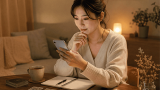 スマホを使ってココなら電話占いを利用している女性