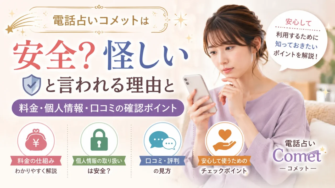 電話占いコメットとココナラの料金・口コミ・初回特典・おすすめ占い師を比較しているイメージ